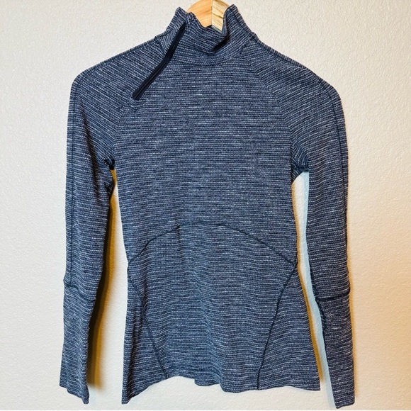 Lululemon Brisk Running 1/2 Zip Coco Pique Black White Size 4 - Picture 6 of 11